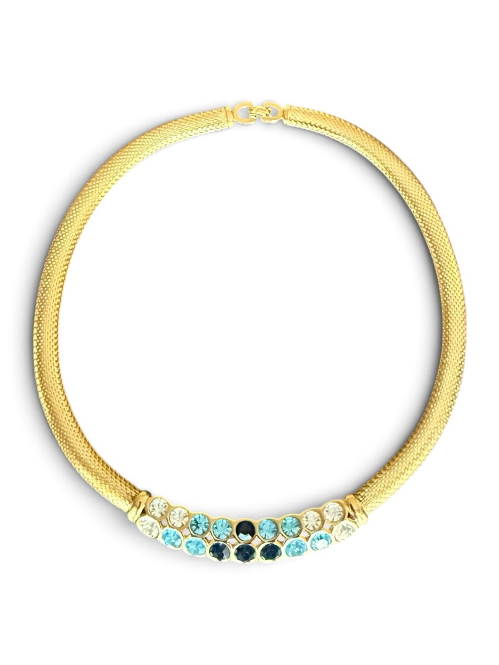 Vintage Christian Dior Crystal Collar Necklace | Gold Designer Jewelry